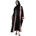 Moderne elegante Frau Long Sleeves Black Front offene Abaya muslimische Kleidung